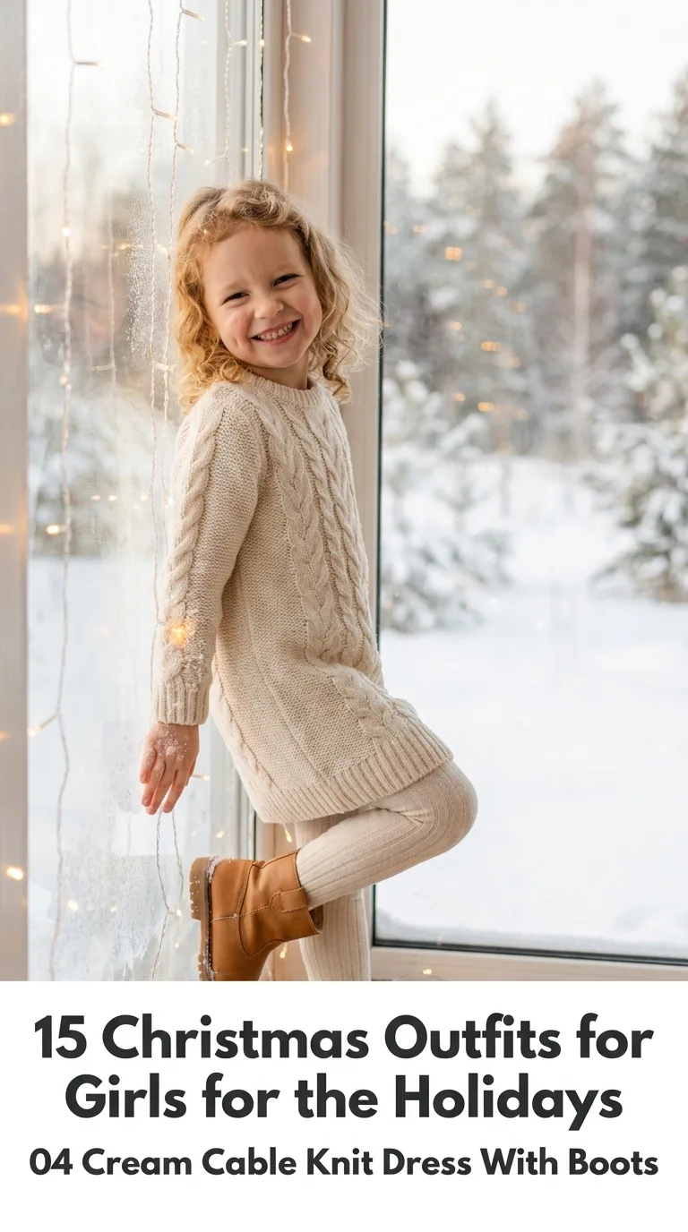 Girl wearing cable knit dress