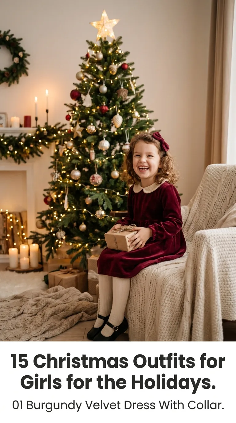 Girl wearing burgundy velvet dress