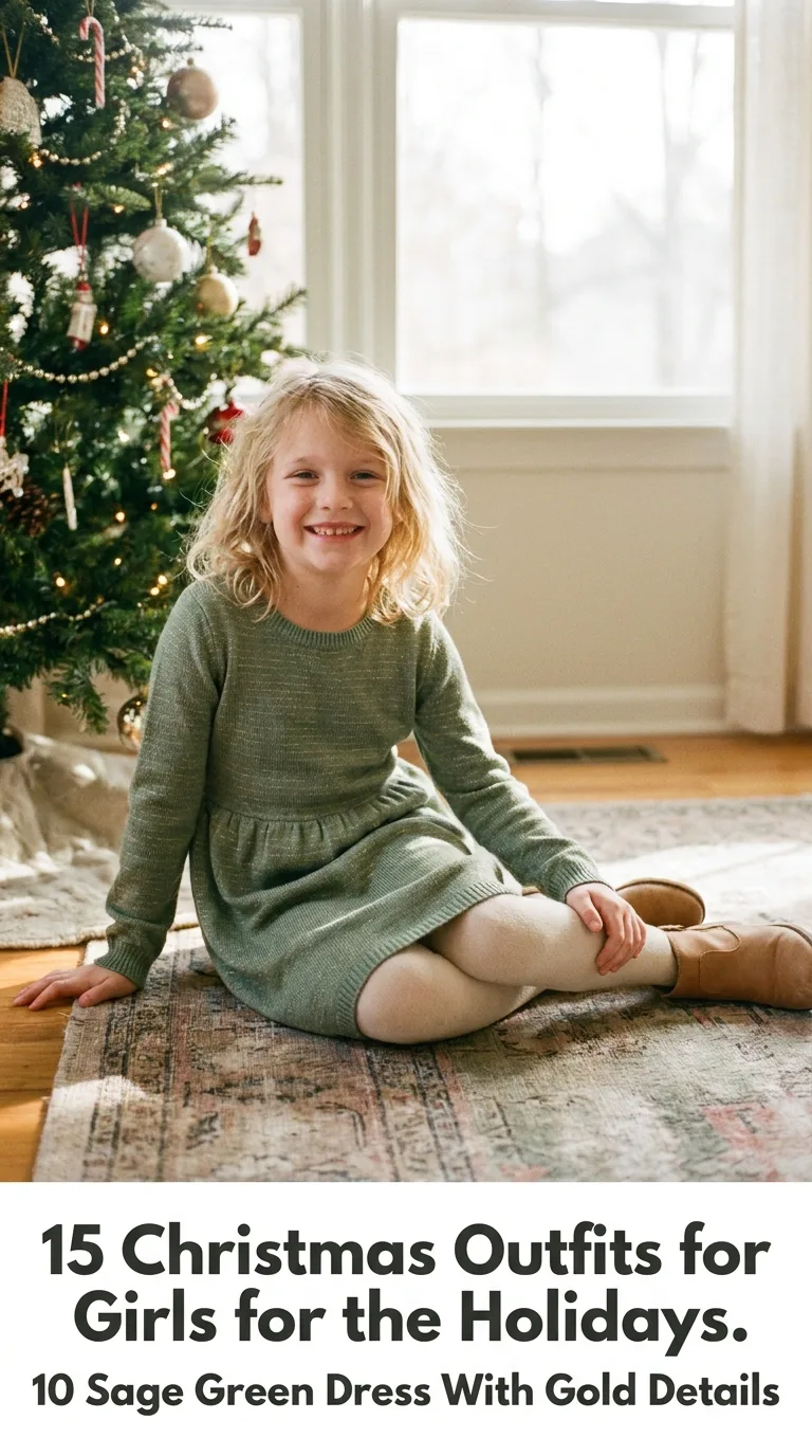 Girl wearing green holiday dress