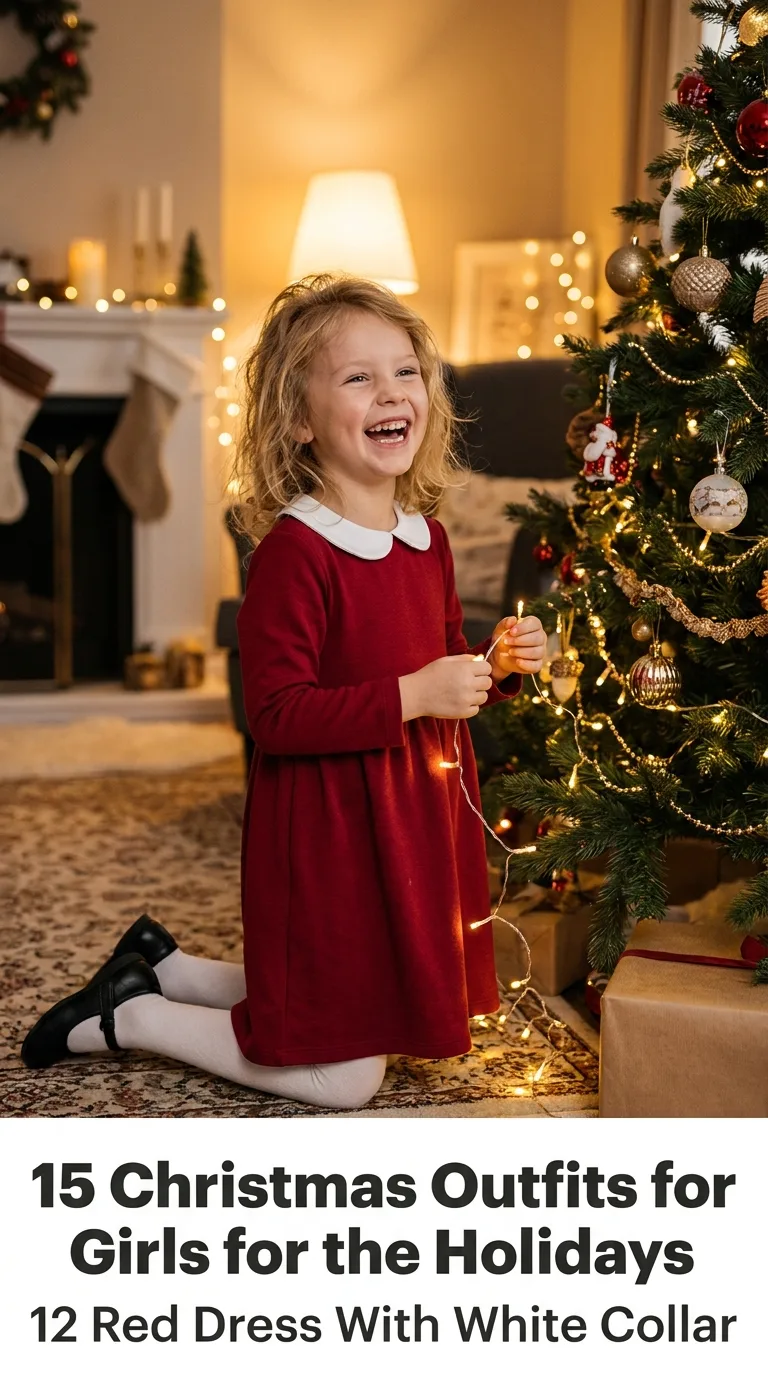 Girl wearing red Christmas dress