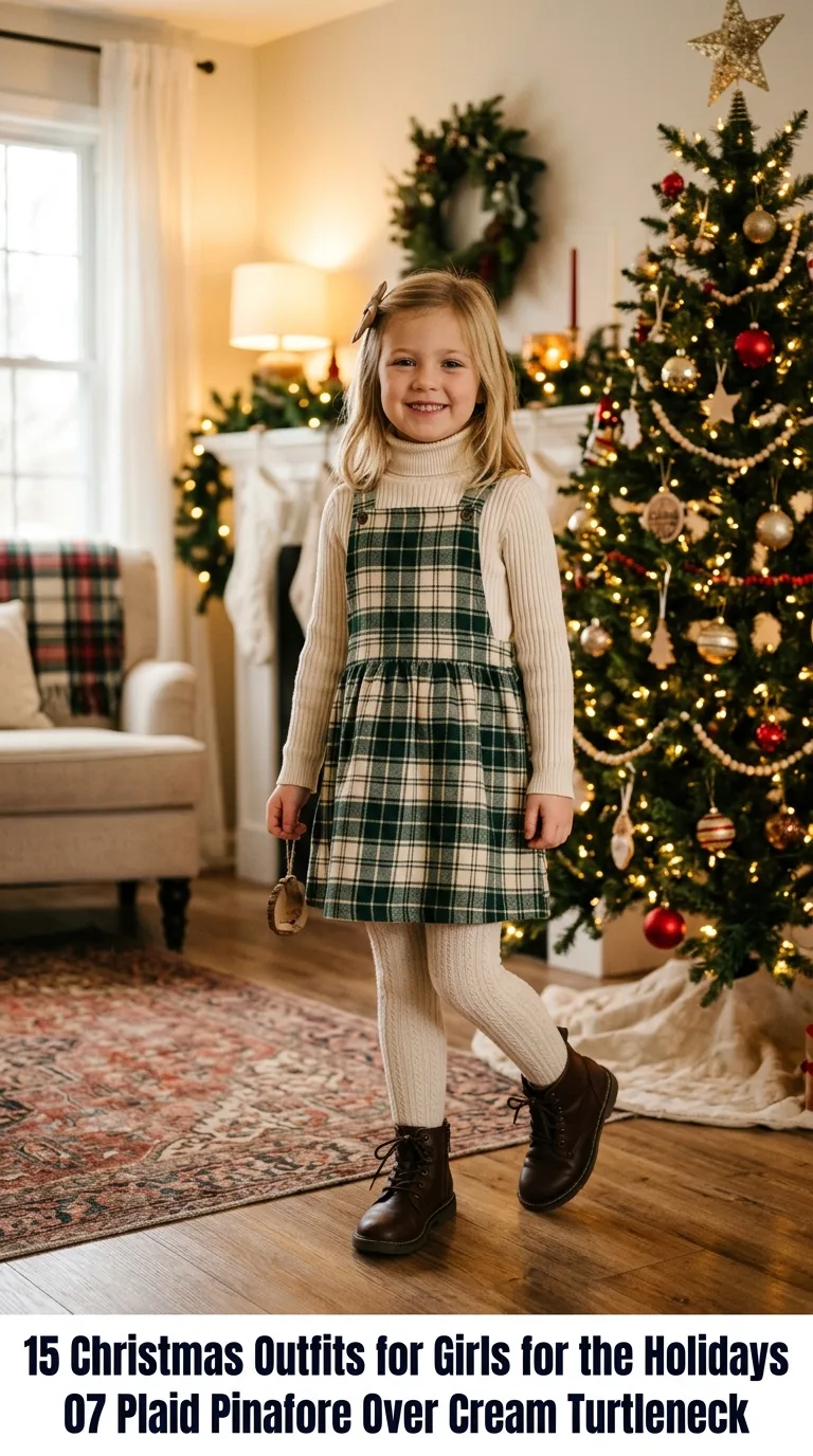 Child standing near Christmas tree